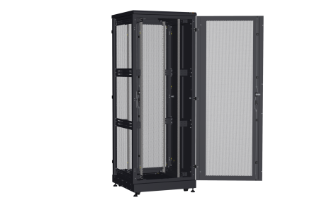Напольный шкаф NIKOMAX серии TFA-R 19", 42U, двери перфорированные, одностворчатая и двустворчатая, металлические стенки, Ш800хВ2114хГ800мм, в разобранном виде, черный