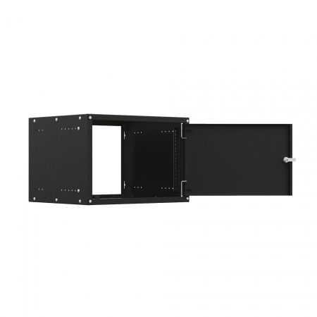 Шкаф настенный телекоммуникационный NTSS LIME 6U 550х450х370мм, 2 профиля 19, дверь сплошная металл, боковые стенки несъемные, разобранный, черный RAL