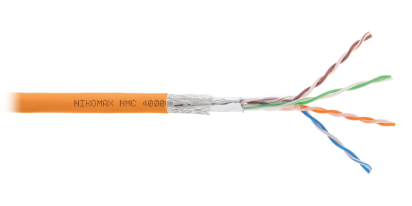Кабель NIKOMAX SF/UTP 4 пары, Кат.5e (Класс D), тест по ISO/IEC, 100МГц, одножильный, BC (чистая медь), 24AWG (0,51мм), полимерный материал нг(А)-HF, внутренний, оранжевый, 305м - гарантия: 5 лет / 15 лет системная