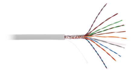 Кабель NETLAN U/UTP 10 пар, Кат.5 (Класс D), 100МГц, одножильный, BC (чистая медь), поливинилхлорид, серый, 305м - гарантия: 1 год
