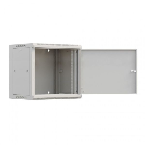 Шкаф настенный телекоммуникационный NTSS W 12U 600х600х635мм, 2 профиля 19, дверь сплошная металл, боковые стенки съемные, разобранный, серый RAL 7035