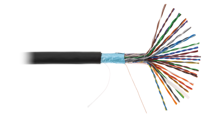 Кабель NETLAN F/UTP 25 пар, Кат.5 (Класс D), 100МГц, одножильный, BC (чистая медь), полиэтилен, внешний, до -40C, черный, 305м - гарантия 1 год