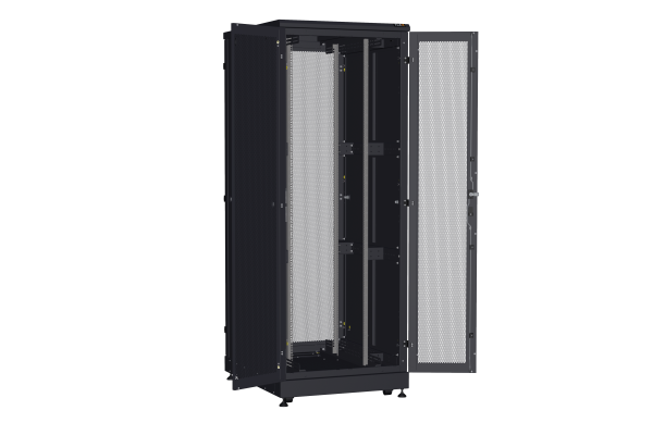 Напольный шкаф NIKOMAX серии TFA-R 19", 42U, двустворчатые перфорированные двери, металлические стенки, Ш800хВ2114хГ1000мм, в разобранном виде, черный