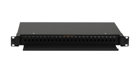 Оптический кросс NIKOMAX 19", 1U, до 24 FC/ST портов, выдвижной, со съёмной полкой,  черный, в комплекте: сплайс-кассета и КДЗС