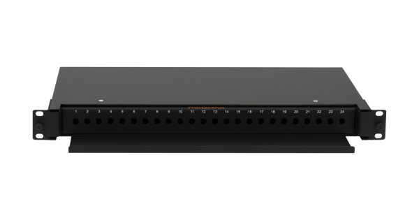 Оптический кросс NIKOMAX 19", 1U, до 24 FC/ST портов, выдвижной, со съёмной полкой,  черный, в комплекте: сплайс-кассета и КДЗС