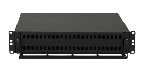 Оптический кросс NIKOMAX 19" Premium Line, 2U, до 48 SC портов или 96 LC портов, выдвижной, со съёмной полкой, черный
