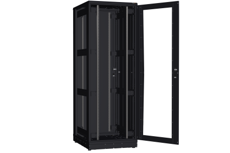 Напольный шкаф NIKOMAX серии TFR-R2 19", 47U, дверь со стеклом и металлическая, металлические стенки, Ш800хВ2232хГ1000мм, в разобранном виде, черный