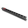 Блок розеток NTSS, 19", 1U, пластик, 1ф10A, 2.3кВт, (8) Schuko CEE 7/7, выкл. с подсв.и крыш., вх. 60320 С14
