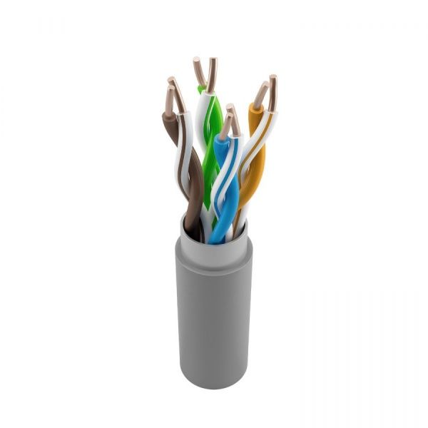 Кабель витая пара NTSS F/UTP 5e 4 пары одножильный 24AWG медь 305м внутренний нг(А)-HF (LSZH) серый
