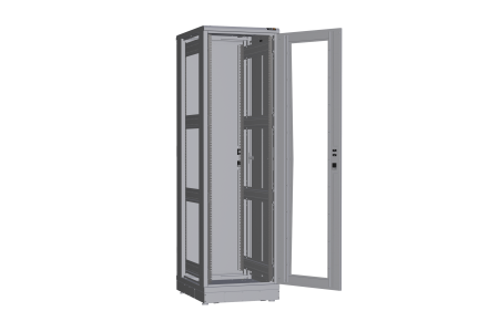 Напольный шкаф NIKOMAX серии TFR-R2 19", 42U, дверь со стеклом и металлическая, металлические стенки, Ш600хВ2012хГ800мм, в разобранном виде, серый