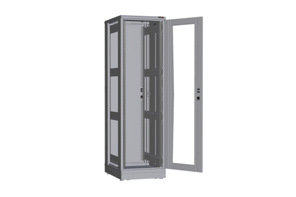 Напольный шкаф NIKOMAX серии TFR-R2 19", 42U, дверь со стеклом и металлическая, металлические стенки, Ш600хВ2012хГ800мм, в разобранном виде, серый