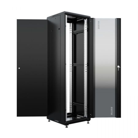 Шкаф напольный универсальный серверный NTSS R 42U 600х600мм, 4 профиля 19, двери стекло и сплошная металл, боковые стенки съемные, регулируемые опоры,