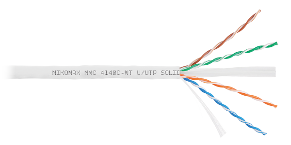 Кабель NIKOMAX U/UTP 4 пары, Кат.6 (Класс E), тест по ISO/IEC, 250МГц, одножильный, BC (чистая медь), 23AWG (0,55мм), полимерный материал нг(А)-HF, внутренний, зеленый, 305м - гарантия: 5 лет / 15 лет системная