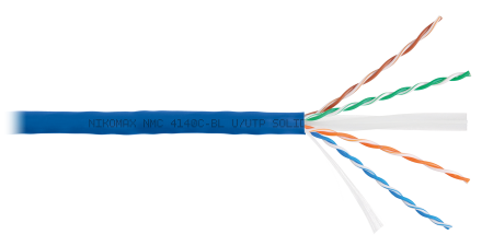 Кабель NIKOMAX U/UTP 4 пары, Кат.6 (Класс E), тест по ISO/IEC, 250МГц, одножильный, BC (чистая медь), 23AWG (0,55мм), полимерный материал нг(А)-HF, внутренний, зеленый, 211м - гарантия: 5 лет / 15 лет системная