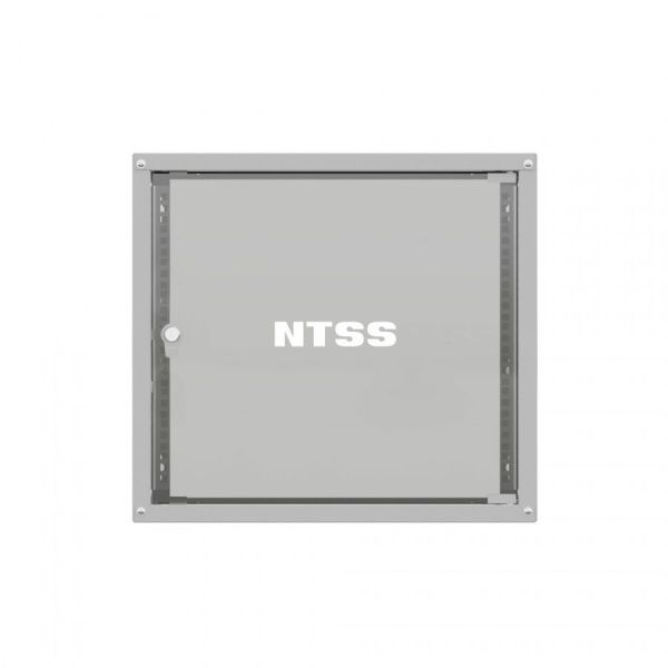 Шкаф настенный телекоммуникационный NTSS LIME 15U 550х600х770мм, 2 профиля 19, дверь стеклянная, боковые стенки несъемные, разобранный, серый RAL 7035