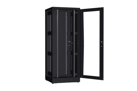 Напольный шкаф NIKOMAX серии TFR-R2 19", 42U, дверь со стеклом и металлическая, металлические стенки, Ш800хВ2010хГ800мм, в разобранном виде, черный