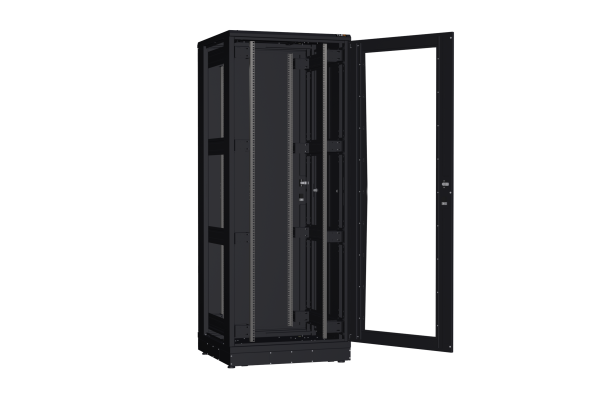 Напольный шкаф NIKOMAX серии TFR-R2 19", 42U, дверь со стеклом и металлическая, металлические стенки, Ш800хВ2010хГ800мм, в разобранном виде, черный