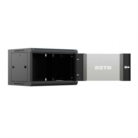 Шкаф настенный телекоммуникационный NTSS W 9U 600х600х500мм, 2 профиля 19, дверь стеклянная, боковые стенки съемные, задняя стенка, разобранный, черны