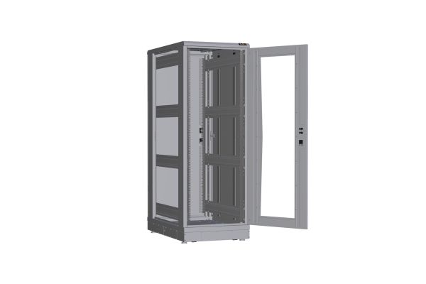 Напольный шкаф NIKOMAX серии TFR-R2 19", 33U, дверь со стеклом и металлическая, металлические стенки, Ш600хВ1702хГ1000мм, в разобранном виде, серый