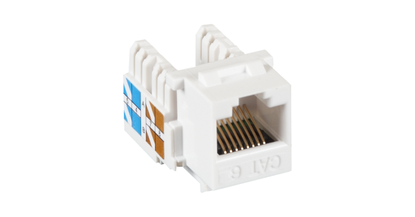 Модуль-вставка NETLAN типа Keystone, Кат.6 (Класс E), 250МГц, RJ45/8P8C, 110/KRONE, T568A/B, неэкранированный, белый, уп-ка 10шт.
