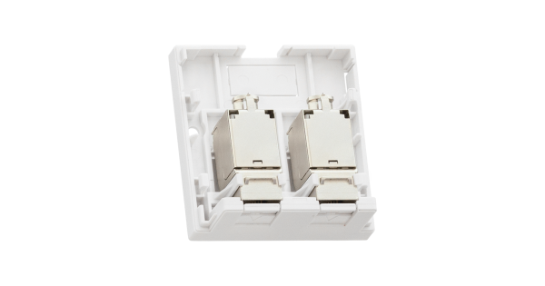 Настенная розетка NIKOMAX, 2 порта, Кат.6 (Класс E), 250МГц, RJ45/8P8C, FT-TOOL/110/KRONE, T568A/B, полный экран, со шторками, белая - гарантия: 5 лет расширенная / 25 лет системная