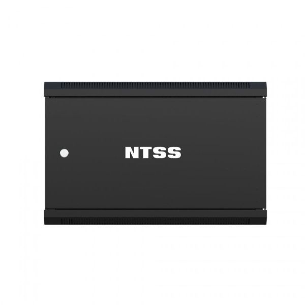 Шкаф настенный телекоммуникационный NTSS W 9U 600х450х500мм, 2 профиля 19, дверь сплошная металл, боковые стенки съемные, разобранный, черный RAL 9005