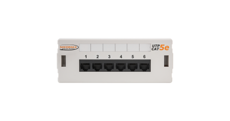 Коммутационная панель NIKOMAX настенная, 6 портов, Кат.5е (Класс D), 100МГц, RJ45/8P8C, 110, T568A/B, неэкранированная, светло-серая - гарантия: 5 лет расширенная / 25 лет системная