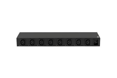Блок  контролируемых электрических розеток NIKOMAX, Серия MN (Monitored) 19", 8 розеток C13, макс. нагрузка 16 А, шнур питания 3 м., вилка С20, цифровое измерение силы тока на входе, счетчик кВт*ч, металлический корпус, макс. мощность 4000 Вт, 432*44,5*11