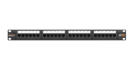 Коммутационная панель NIKOMAX 19", 1U, 24 порта, Кат.5e (Класс D), 100МГц, RJ45/8P8C, 110/KRONE, T568A/B, неэкранированная, с органайзером, черная - гарантия: 5 лет расширенная / 25 лет системная