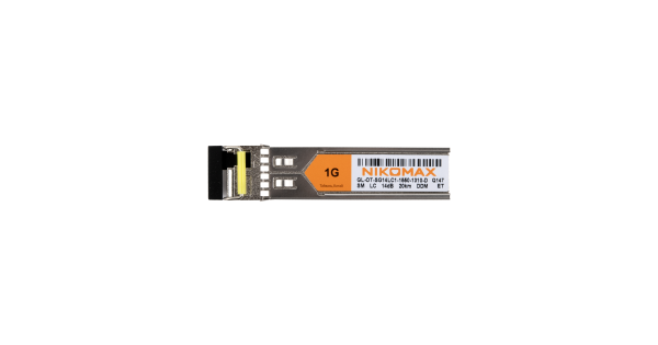 Модуль NIKOMAX SFP, 1.25 Гбит/с, WDM, 1 ОВ, SM, 1xLC, Tx:1550/Rx:1310 нм, DDM, 14 дБ (до 20 км)