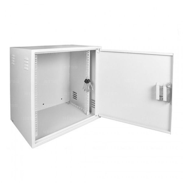 Шкаф настенный антивандальный распашной NTSS WAR 10U 550×400мм, 2 профиля 19, сварной, серый RAL 7035