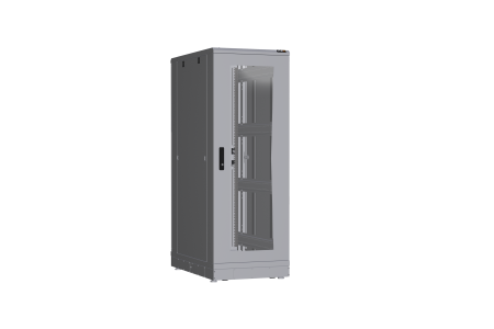 Напольный шкаф NIKOMAX серии TFR-R2 19", 33U, дверь со стеклом и металлическая, металлические стенки, Ш600хВ1702хГ1000мм, в разобранном виде, серый