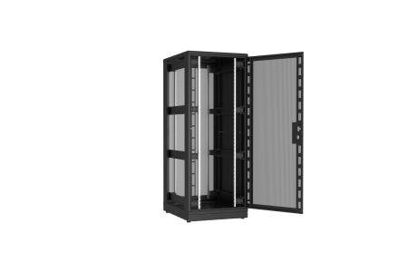 Напольный шкаф NIKOMAX серии TFR-R2 19", 42U, двери перфорированные, одностворчатая и двустворчатая, металлические стенки, Ш800хВ2010хГ1000мм, в разобранном виде, черный