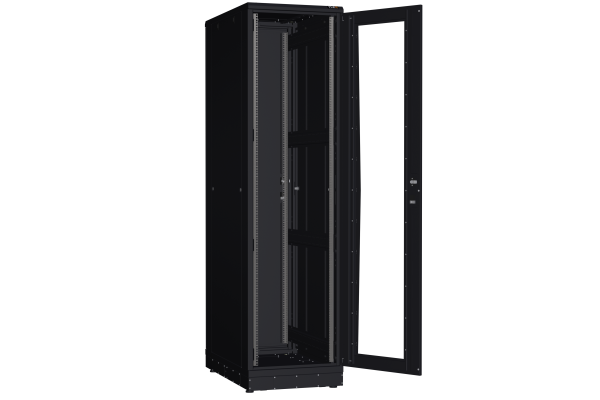 Напольный шкаф NIKOMAX серии TFR-R2 19", 47U, дверь со стеклом и металлическая, металлические стенки, Ш600хВ2232хГ1000мм, в разобранном виде, черный