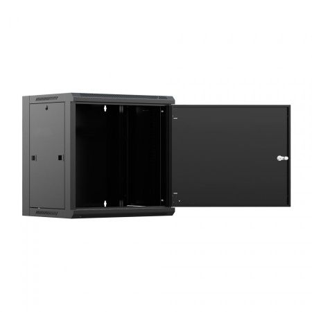 Шкаф настенный телекоммуникационный NTSS W 12U 600х600х635мм, 2 профиля 19, дверь сплошная металл, боковые стенки съемные, разобранный, черный RAL 900