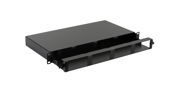 Оптический кросс NIKOMAX 19" серии MS, 1U, до 4 кассетных модулей/ панелей, выдвижной, черный