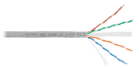 Кабель NIKOMAX U/UTP 4 пары, Кат.6 (Класс E), тест по ISO/IEC, 250МГц, одножильный, BC (чистая медь), 23AWG (0,55мм), полимерный материал нг(А)-HF, внутренний, зеленый, 211м - гарантия: 5 лет / 15 лет системная
