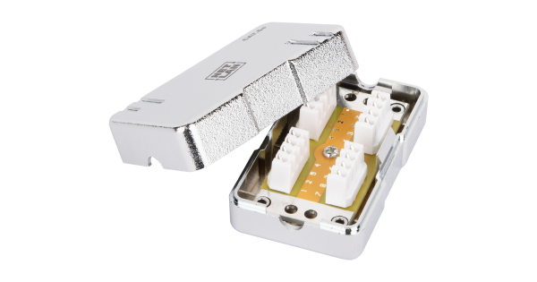 Кабельный соединитель NETLAN IDC-IDC, Кат.5e (Класс D), 100МГц, 110/KRONE, T568A/B, экранированный, металлик, уп-ка 10шт.