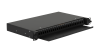 Оптический кросс NIKOMAX 19" Premium Line, 1U, укомплектованный на 24 порта LC/UPC (12 двойных LC/UPC адаптеров), MM 50/125 OM2, выдвижной, с полкой,  черный, в комплекте: адаптеры, монтажные шнуры 1м, сплайс-кассета с крышкой, гильзы, заглушки