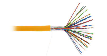 Кабель NETLAN U/UTP 25 пар, Кат.5 (Класс D), 100МГц, одножильный, BC (чистая медь), полимерный материал, LSZH, оранжевый, 305м - гарантия 1 год