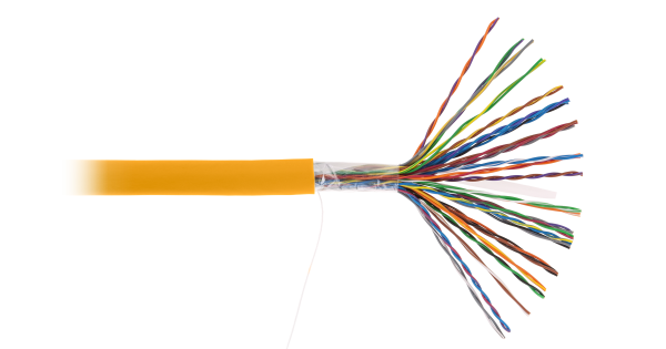 Кабель NETLAN U/UTP 25 пар, Кат.5 (Класс D), 100МГц, одножильный, BC (чистая медь), полимерный материал, LSZH, оранжевый, 305м - гарантия 1 год
