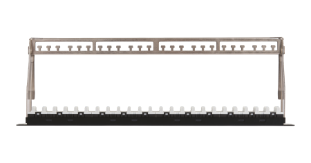 Коммутационная панель NIKOMAX 19", 1U, 24 порта, Кат.6a (Класс Ea), 500МГц, RJ45/8P8C, 110/KRONE, T568A/B, неэкранированная, с органайзером, черная - гарантия: 5 лет расширенная / 25 лет системная