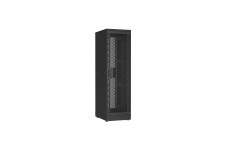 Напольный шкаф NIKOMAX серии TFR-R2 19", 42U, перфорированные двери, металлические стенки, Ш600хВ2010хГ800мм, в разобранном виде, черный
