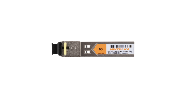 Модуль NIKOMAX SFP, 1.25 Гбит/с, WDM, 1 ОВ, SM, 1xSC, Tx:1550/Rx:1310 нм, DDM, 14 дБ (до 20 км), -40 +85 °С