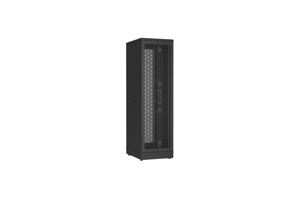 Напольный шкаф NIKOMAX серии TFR-R2 19", 42U, двустворчатые перфорированные двери, металлические стенки, Ш600хВ2010хГ800мм, в разобранном виде, черный
