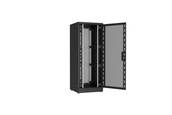 Напольный шкаф NIKOMAX серии TFR-R2 19", 42U, двери перфорированные, одностворчатая и двустворчатая, металлические стенки, Ш800хВ2010хГ800мм, в разобранном виде, черный