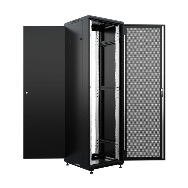 Шкаф напольный универсальный серверный NTSS R 22U 600х600мм, 4 профиля 19, двери перфорированная и сплошная металл, боковые стенки съемные, регулируем