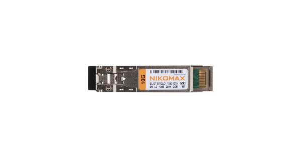 Модуль NIKOMAX SFP+, 10 Гбит/с, WDM, 1 ОВ, SM, 1xLC, Tx:1330/Rx:1270 нм, DDM, 12 дБ (до 20 км)