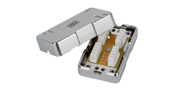 Кабельный соединитель NETLAN IDC-IDC, Кат.6 (Класс E), 250МГц, 110/KRONE, T568A/B, экранированный, металлик, уп-ка 10шт.