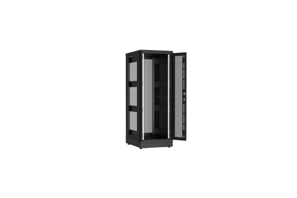 Напольный шкаф NIKOMAX серии TFR-R2 19", 33U, двустворчатые перфорированные двери, металлические стенки, Ш600хВ1702хГ800мм, в разобранном виде, черный